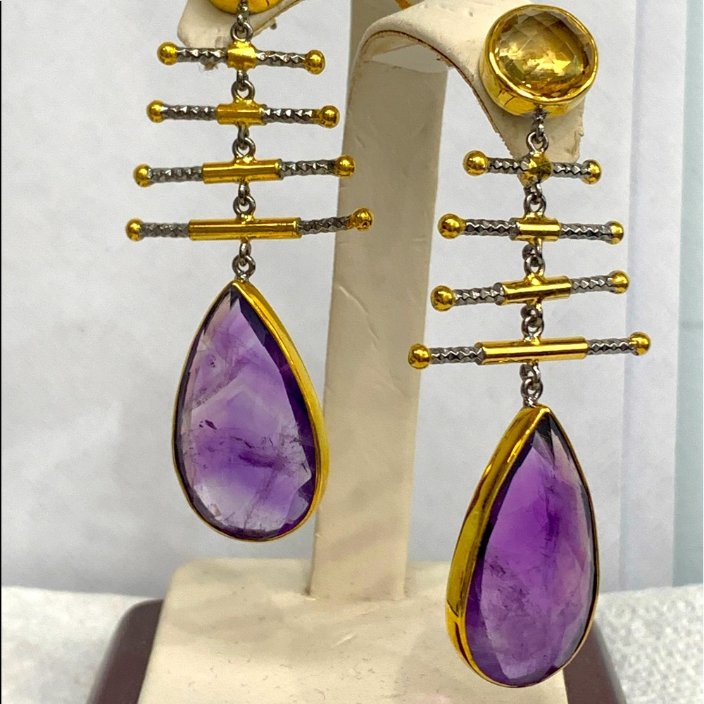 Amethyst earrings sterling silver - Picture 1 of 2